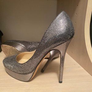 Jimmy Choo Eros Glittered Platform Pump Size 37